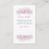 Baby shower Diaper Raffle Pink Flowers Waterverf Informatiekaartje (Voorkant)