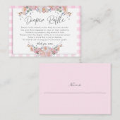 Baby shower Diaper Raffle | Roze Rose Floral Informatiekaartje (Voorkant / Achterkant)