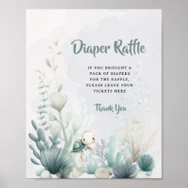 Baby Shower Diaper Raffle Sign Ocean Sea Themed  Poster