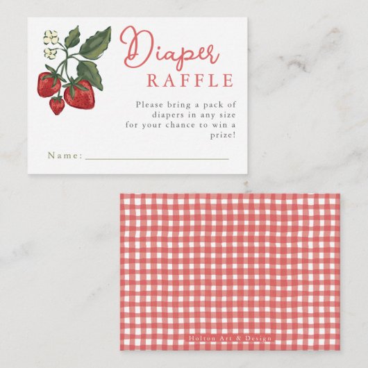 Baby Shower Diaper Raffle Ticket Berry Theme Informatiekaartje (Voorkant / Achterkant)