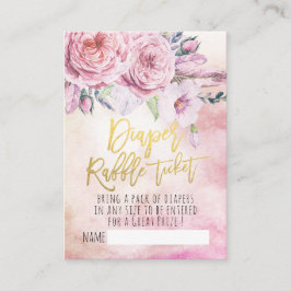 Baby shower Diaper Raffle Ticket Bohemian Flowers Informatiekaartje