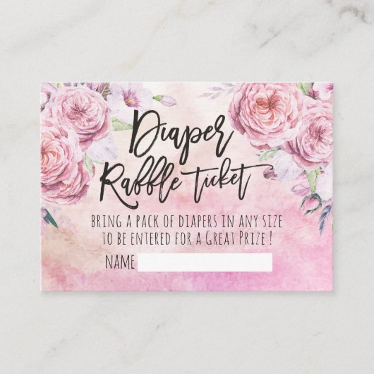 Baby shower Diaper Raffle Ticket Bohemian Flowers Informatiekaartje (Voorkant)