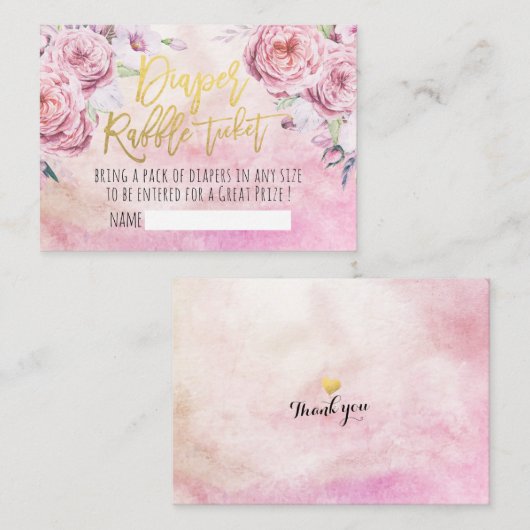 Baby shower Diaper Raffle Ticket Bohemian Flowers Informatiekaartje (Voorkant / Achterkant)