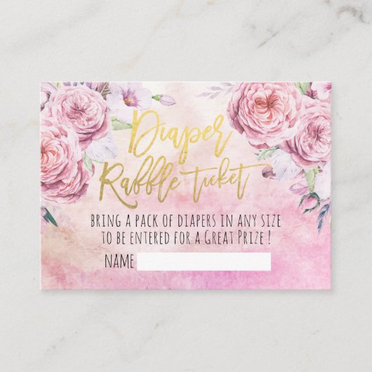Baby shower Diaper Raffle Ticket Bohemian Flowers Informatiekaartje (Voorkant)
