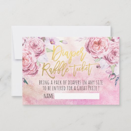 Baby shower Diaper Raffle Ticket Bohemian Flowers Kaart (Voorkant)
