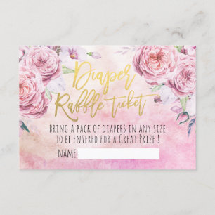 Baby shower Diaper Raffle Ticket Bohemian Flowers Kaart