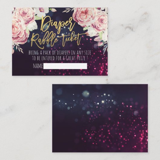 Baby shower Diaper Raffle Ticket Boho Floral Light Informatiekaartje (Voorkant / Achterkant)