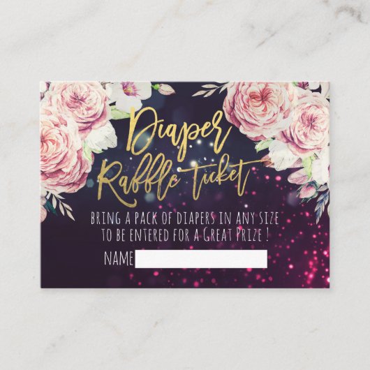 Baby shower Diaper Raffle Ticket Boho Floral Light Informatiekaartje (Voorkant)