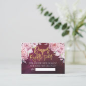 Baby shower Diaper Raffle Ticket Boho Floral Red Informatiekaartje (Staand voorkant)