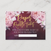 Baby shower Diaper Raffle Ticket Boho Floral Red Informatiekaartje (Voorkant)