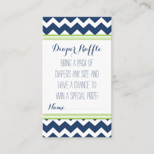 baby shower Diaper Raffle Ticket Chevron Blue Limo Informatiekaartje