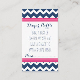 baby shower Diaper Raffle Ticket Chevron Blue Pink Informatiekaartje
