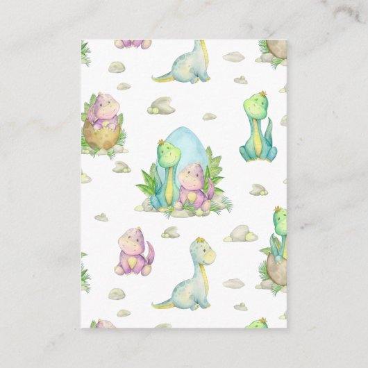 baby shower Diaper Raffle Ticket | Dinosaur  Informatiekaartje (Achterkant)