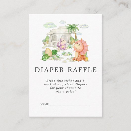 baby shower Diaper Raffle Ticket | Dinosaur Informatiekaartje (Voorkant)