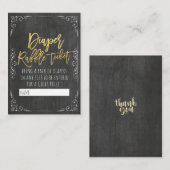 Baby shower diaper Raffle Ticket Floral-alkboard Informatiekaartje (Voorkant / Achterkant)