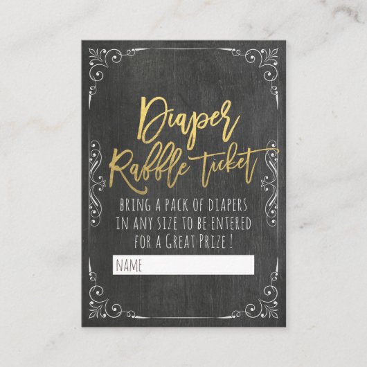 Baby shower diaper Raffle Ticket Floral-alkboard Informatiekaartje (Voorkant)