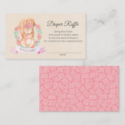 Baby shower diaper Raffle Ticket Floral Squirrel (Voorkant / Achterkant)