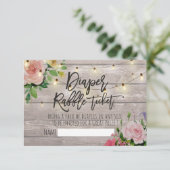 Baby shower Diaper Raffle Ticket Floral Wood Light Kaart (Staand voorkant)