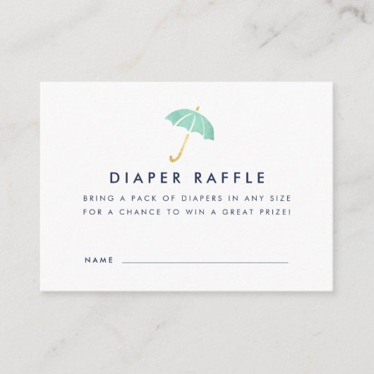 Baby shower Diaper Raffle Ticket Kaarten | Munt (Voorkant)