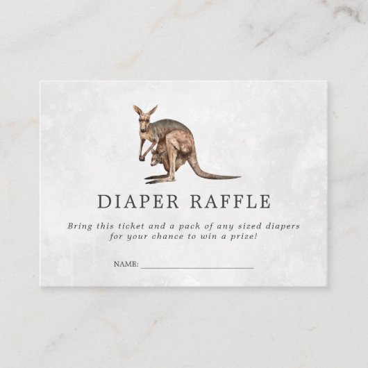 baby shower Diaper Raffle Ticket | Kangaroo Baby Informatiekaartje (Voorkant)