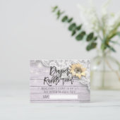 Baby shower diaper Raffle Ticket Lace Sunflower Informatiekaartje (Staand voorkant)