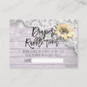 Baby shower diaper Raffle Ticket Lace Sunflower Informatiekaartje (Voorkant)