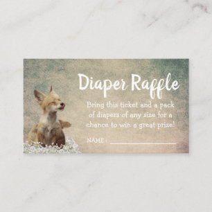 baby shower Diaper Raffle Ticket Little Fox Informatiekaartje