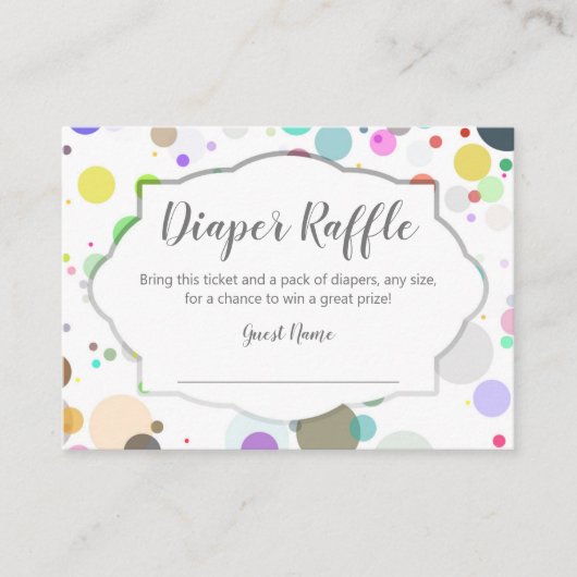 Baby shower Diaper Raffle Ticket, pooldots Informatiekaartje (Voorkant)
