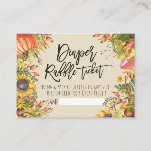 Baby shower Diaper Raffle Ticket Pumpkin Sunflower Informatiekaartje