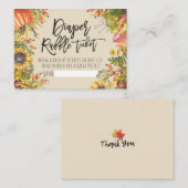Baby shower Diaper Raffle Ticket Pumpkin Sunflower Informatiekaartje (Voorkant / Achterkant)