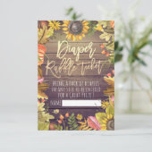 Baby shower Diaper Raffle Ticket Pumpkin Sunflower Kaart (Staand voorkant)