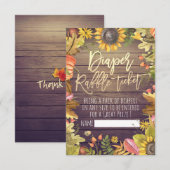 Baby shower Diaper Raffle Ticket Pumpkin Sunflower Kaart (Voorkant / Achterkant)