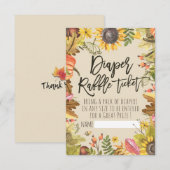 Baby shower Diaper Raffle Ticket Pumpkin Sunflower Kaart (Voorkant / Achterkant)