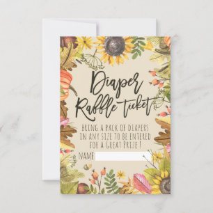 Baby shower Diaper Raffle Ticket Pumpkin Sunflower Kaart