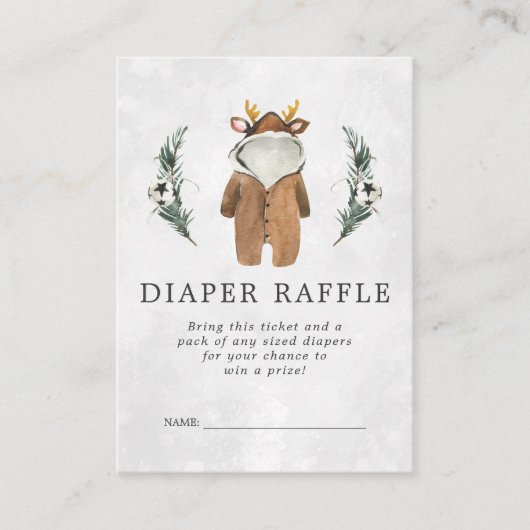 baby shower Diaper Raffle Ticket | rendieren Informatiekaartje (Voorkant)