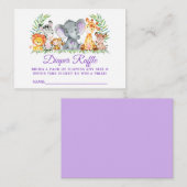 Baby shower Diaper Raffle Ticket Safari Animals Informatiekaartje (Voorkant / Achterkant)