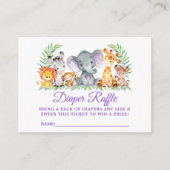 Baby shower Diaper Raffle Ticket Safari Animals Informatiekaartje (Voorkant)