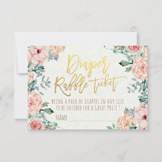 Baby shower Diaper Raffle Ticket Waterverf Floral Kaart (Voorkant)