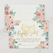 Baby shower Diaper Raffle Ticket Waterverf Floral Kaart (Voorkant / Achterkant)