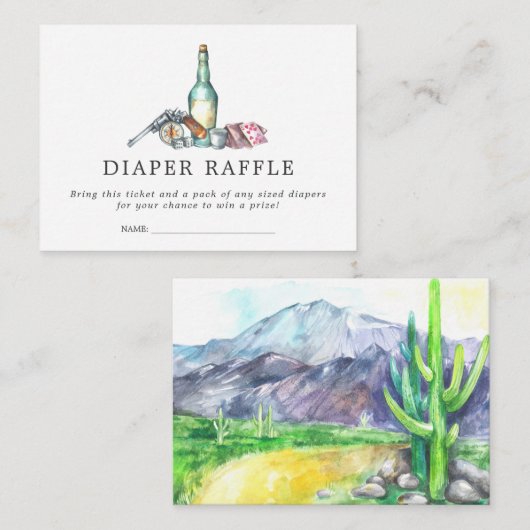 baby shower Diaper Raffle Ticket | Western cowboy Informatiekaartje (Voorkant / Achterkant)