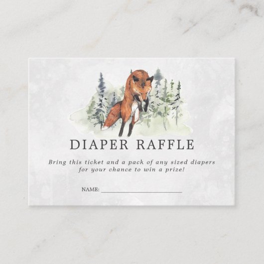 baby shower Diaper Raffle Ticket | Woodland Fox Informatiekaartje (Voorkant)