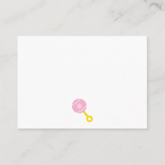 Baby shower Diaper Raffle Tickets met roze Rattle Informatiekaartje (Achterkant)