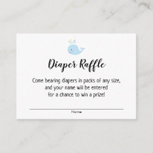 baby shower Diaper Raffle Tickets w/Blue Whale Informatiekaartje