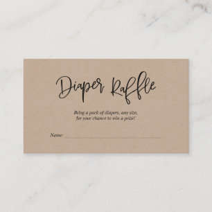baby shower diaperte Raffle, creatief ritueel scri Informatiekaartje