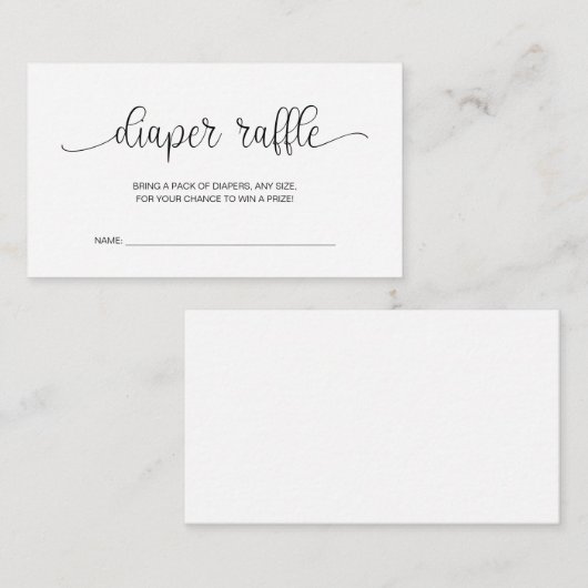 baby shower diaperte Raffle, handtas met zwarte ta Informatiekaartje (Voorkant / Achterkant)