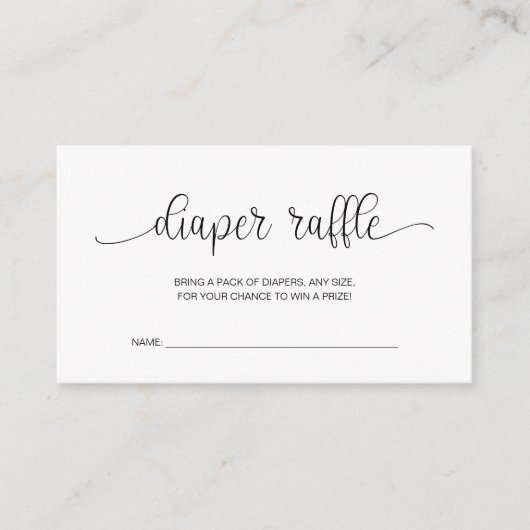 baby shower diaperte Raffle, handtas met zwarte ta Informatiekaartje (Voorkant)