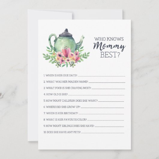 baby shower die mama het beste spel kent kaart (Voorkant)