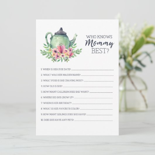 baby shower die mama het beste spel kent kaart (Staand voorkant)