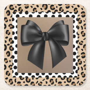 Baby shower - Dierenprint- Bow Kartonnen Onderzetters