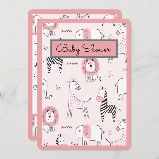 Baby shower dierentuin kaart (Voorkant / Achterkant)